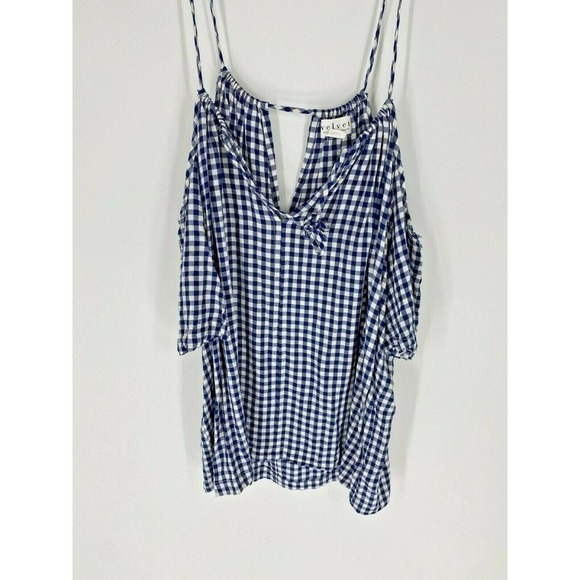 Velvet Anthropologie Gingham Cold Shoulder Blouse - Picture 2 of 7